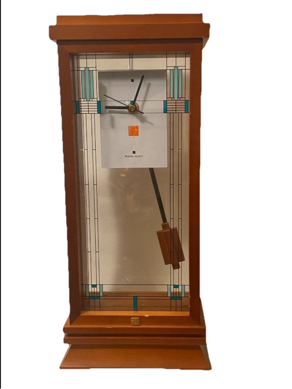 Bulova B1839 Willits Frank Lloyd Wright 16” Mantel Running Clock w/Pendulum VTG